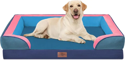 Vista 648 de Comfort Expression Cama ortopédica para perros extra grandes de 45 x 35 pulgadas, cama para mascotas XL de espuma tipo caja de huevos impermeable