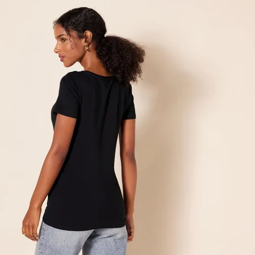 Vista 4 de Tienda Essentials - Camiseta de manga corta con cuello redondo y ajuste clásico para mujer, paquete múltiple