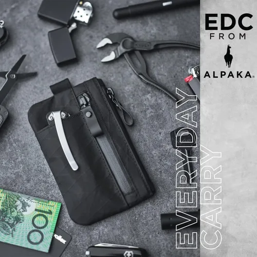 Vista 4 de ALPAKA Zip Pouch Pro - Cartera minimalista con cremallera - con bloqueo RFID Cartera para tarjetas de identificación con cremallera para hombres