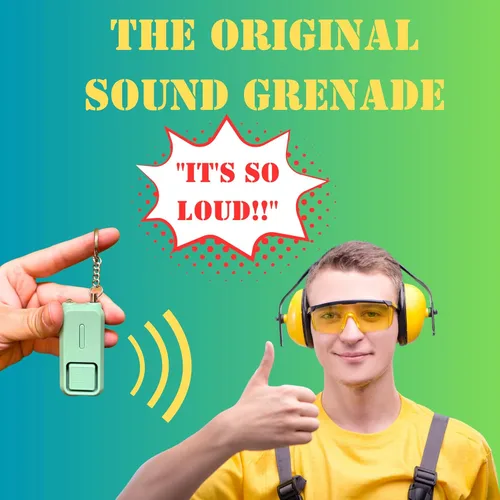 Vista 7 de Sound Grenade by BASU® - Alarma personal de 130 db para acampar y senderismo, Tripwire, oso, alarma perimetral (original, verde)
