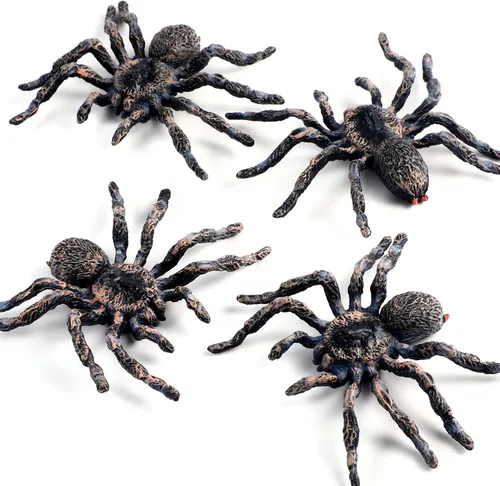 Skylety 4 figuras de plástico realistas de tarántula de araña falsa