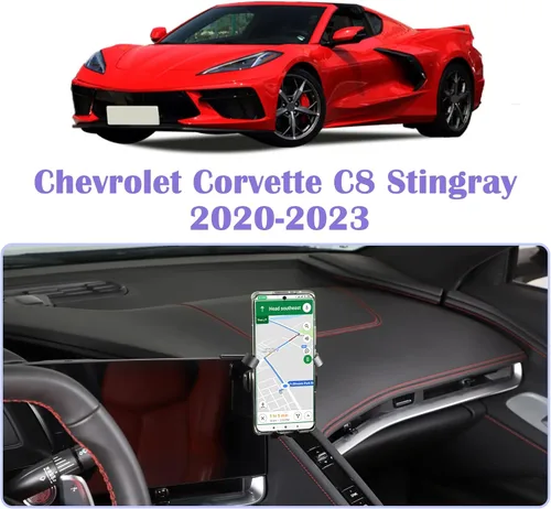 Vista 6 de Soporte de teléfono compatible con Chevrolet Corvette C8 2020-2025, C8 Accessories Soporte de teléfono de coche (estilo A)