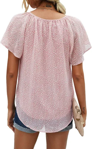 Vista 5 de Mansy - Blusas sueltas de verano con cuello en V y estampado floral para mujer