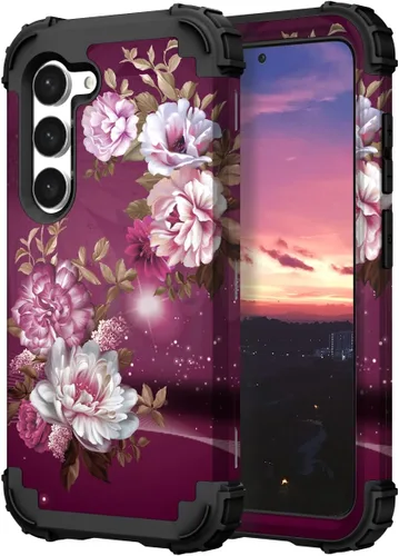 Vista 17 de Hocase Funda para Galaxy S23, protección resistente de servicio pesado a prueba de golpes, parachoques de goma de silicona suave + funda protectora
