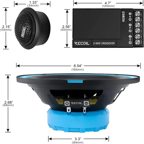 Vista 6 de RECOIL REM65 Echo Series - Sistema de altavoces para audio de coche de 6,5 pulgadas