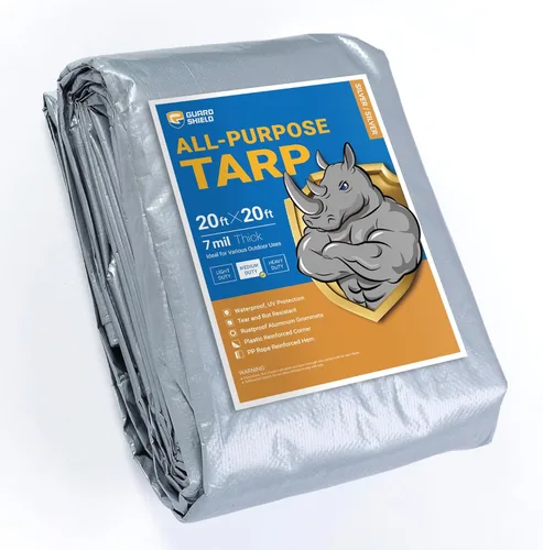 Vista 113 de GUARD SHIELD - Lona negra impermeable de 6 x 6 pies, cubierta de lona de polietileno, de servicio medio y uso general de 7 mil