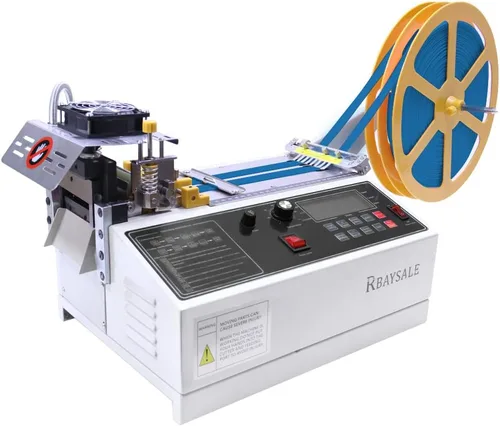 Máquina de corte de cintas, pantalla LCD de 5 pulgadas Cortador de correas en frío y caliente para bandas elásticas Cintas Correas de nylon