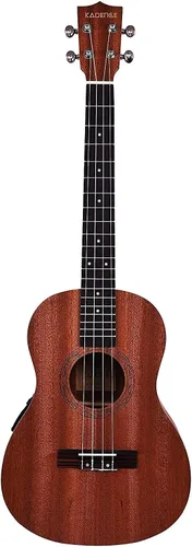 Vista 2 de Kadence Ukelele barítono profesional de madera de caoba con la opción acústica/eléctrica con el bolso