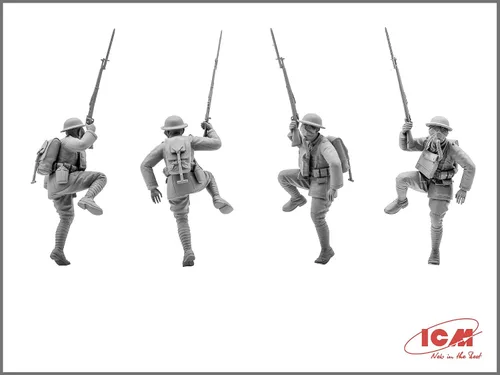 Vista 5 de ICM 35704 - Kit de modelado de figuras militares de plástico Infantería estadounidense en máscaras de gas (1918) (4 figuras) - Escala 1:35