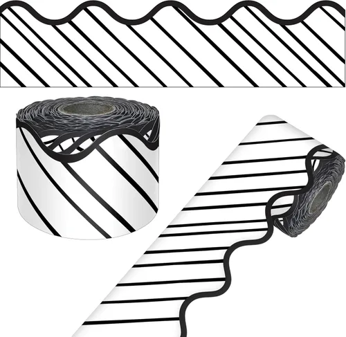 Vista 39 de Carson Dellosa 65 pies de bordes rojos de frambuesa para tablón de anuncios, 1 rollo de borde festoneado para pizarra enrollable, corcho