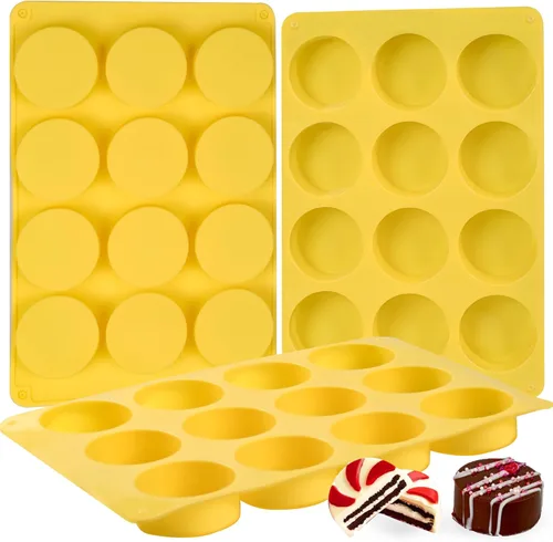 Vista 8 de Moldes de silicona para galletas de chocolate redondas, moldes de chocolate cilíndricos de 12 cavidades de SAGOOITS para oreo cubierto, galletas