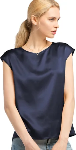 Vista 11 de LilySilk Blusa de seda para mujer, de manga corta, para verano, fresca, cómoda, Charmeuse Negro