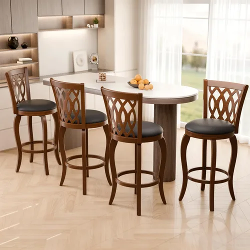 Vista 8 de Juego de 4 taburetes de bar de 29 pulgadas, taburetes de bar Blanco