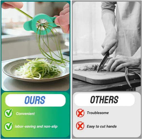 Vista 5 de OSALADI Trituradora de cebolla verde Trituradora de cebolleta verde Cutte de cebolla verde con diseño de 12 cuchillas de acero inoxidable Cortador
