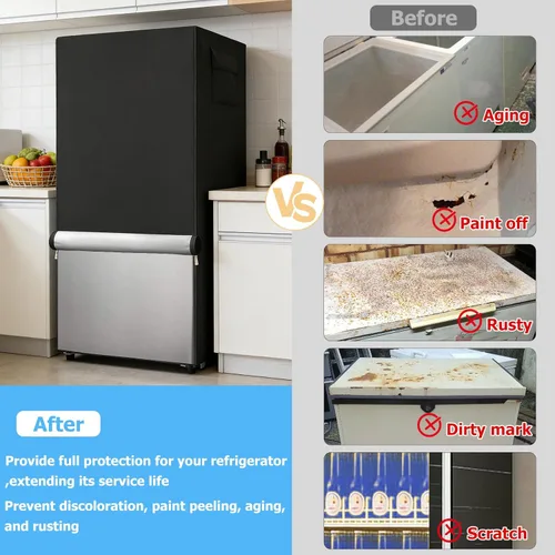 Vista 6 de Funda para refrigerador para exteriores, 600D, resistente, 100% impermeable, cubierta vertical para congelador, fundas exteriores para refrigerador.