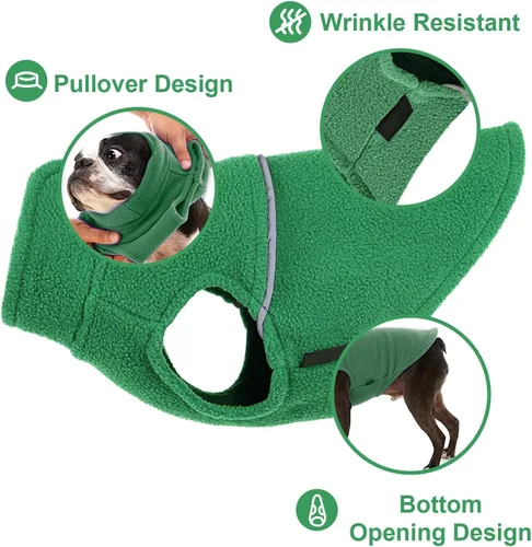 Vista 48 de Chaleco de forro polar con estampado a cuadros rojos, suéter de invierno para mascotas para perros pequeños, niños y niñas, suéter cálido