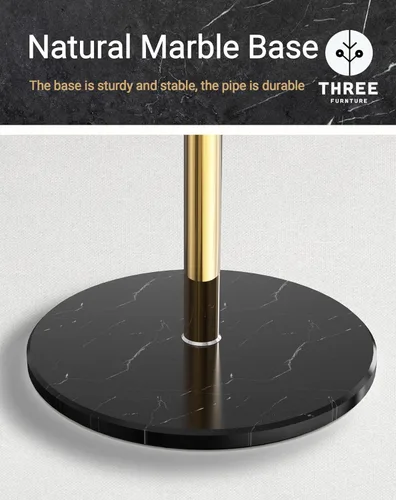 Vista 3 de Stainless Coat Rack Freestanding, Coat Racks Stand with Natural Marble Base, Gold Metal Hall Tree Standing, Heavy Duty Clothing Hanger Entry-way for