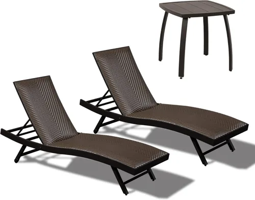 Vista 9 de Domi - Juego de 2 tumbonas para exteriores, de aluminio, acolchadas, de espuma de secado rápido, con respaldo ajustable para playa, piscina, césped