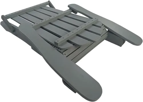 Vista 8 de Foldable Wooden Adirondack Chair for Outdoor and Indoor Use, Comfortable Lounge Design with Wide Seat and Armrests, Oak Finish (Grey + Solid Wood)