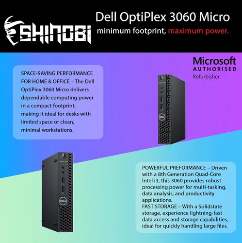 Vista 2 de Dell Micro PC OptiPlex 3060 Intel Core i3-8100T 16 GB de RAM NVME de 512 GB Windows 11 Pro Wi-Fi+ BT Mini computadora de escritorio