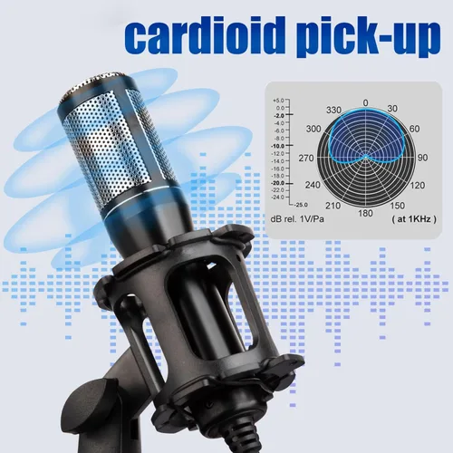 Vista 2 de Micrófono de grabación de estudio de sonido E300, micrófono de transmisión de condensador, canto de karaoke para grabación, soporte de escritorio