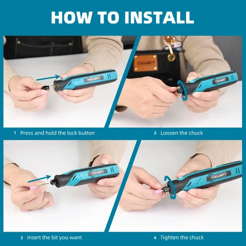 Vista 5 de Kit de herramientas rotativas inalámbricas – Herramientas rotativas eléctricas de 5 velocidades con 84 accesorios, herramienta rotativa de potencia