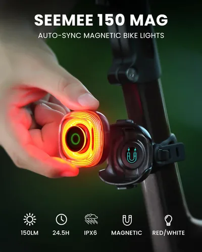 Vista 6 de Magicshine HORI1300S & SEEMEE 150 MAG Luces de Bicicleta Delanteras y Traseras, Control FTR LightSync de Un Toque, Luz Delantera de 1300LM y Luz