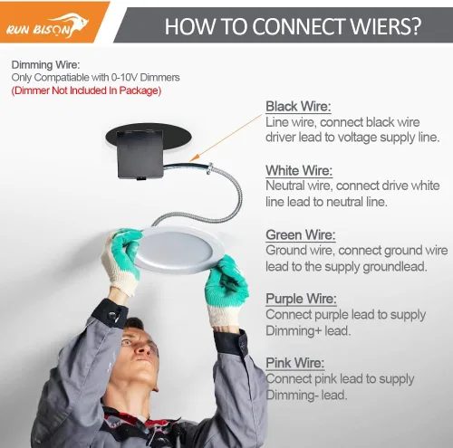 Vista 6 de Luz de techo empotrable LED comercial de 8 pulgadas con caja de conexión, potencia ajustable 16/21/27W, 3 colores seleccionables 3000K-5000K