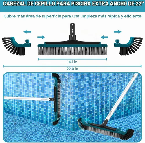 Vista 5 de POOLWHALE Kit de limpieza de piscinas con aspiradora, red de piscina