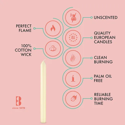 Vista 7 de BOLSIUS Ivory Dinner Candles - Juego de 10 velas rectas sin perfume de 9 pulgadas, 8 horas de tiempo de combustión, calidad europea premium, sin