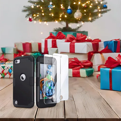 Vista 2 de IDweel Funda rígida para iPod Touch con 2 protectores de pantalla, 3 en 1, funda rígida de policarbonato + silicona a prueba de golpes para niños