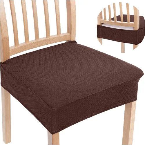 Vista 15 de Smiry Juego de 2 fundas de asiento elásticas de jacquard para sillas de comedor, extraíbles y lavables, sin fundas traseras, color aguamarina