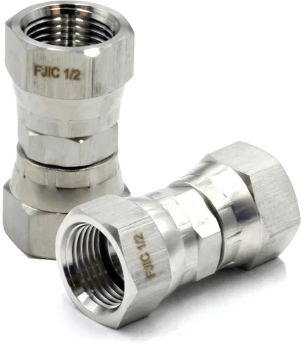 Vista 8 de HFS (R) 1/2" hembra JIC giratorio x 1/2" hembra JIC tuerca giratoria Unión de acero inoxidable 304