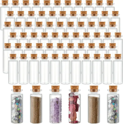 Vista 9 de Patelai 24 frascos pequeños de vidrio con tapas de corcho, mini botellas de poción a granel, pequeños frascos de hechizos para manualidades