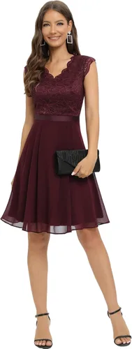 Vista 6 de Dressystar - Vestido de dama de honor, sin mangas, con cuello en V, para fiesta de boda