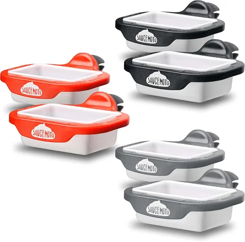 Vista 12 de Recipiente para salsa con clip Saucemoto Un soporte para salsas en el auto para salsa de tomate y salsas para sumergir. Como lo viste en Shark