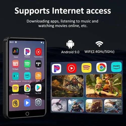 Vista 2 de Reproductor MP3 de 80 GB con Bluetooth y WiFi, reproductor de música MP3 y MP4, pantalla táctil 4.0 IPS reproductor Android con Spotify, Yaxa