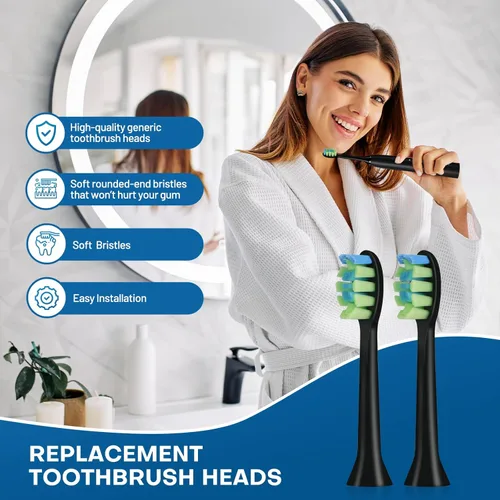 Vista 7 de 10 cabezales de repuesto compatibles con cepillos de dientes eléctricos 7am2m AM100/AM101/AM105/AM111, 10 unidades (negro)