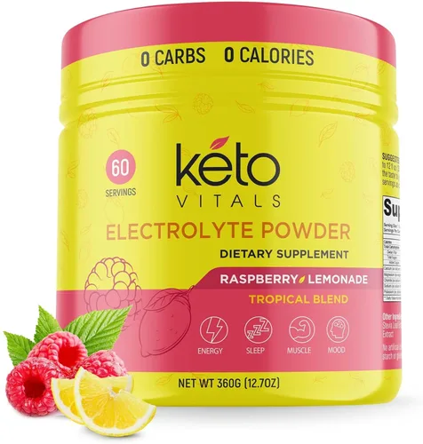 Vista 10 de Polvo de electrolitos Keto Vitals Electrolitos aptos para dietas keto con potasio, magnesio, sodio, calcio Suplemento de electrolitos keto