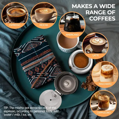 Vista 6 de Olla de Moka de 2 Tazas 100ml, Cafetera de Espresso de Acero Inoxidable, Cafetera de Percolador para Estufa, Cafetera Italiana de Estilo Clásico