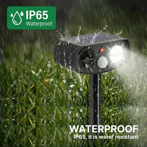 Vista 4 de AWISH Solar Ultrasonic Animal Repeller Outdoor, Motion Sensor Waterproof Pest Deterrent, Raccoon Skunk Fox Squirrel Gopher Rabbit Dog Repellent for