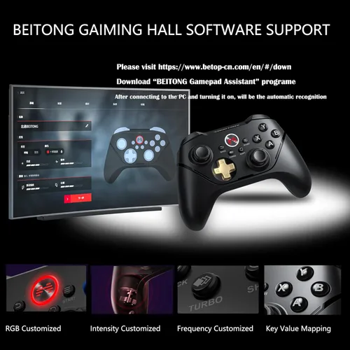 Vista 6 de BEITONG Asura 2 Pro Wireless Gaming Controller PC Game Controllers Dual Vibrate Gamepad Joystick For Windows 7 8 10 11 Android TV Steam Deck Tesla