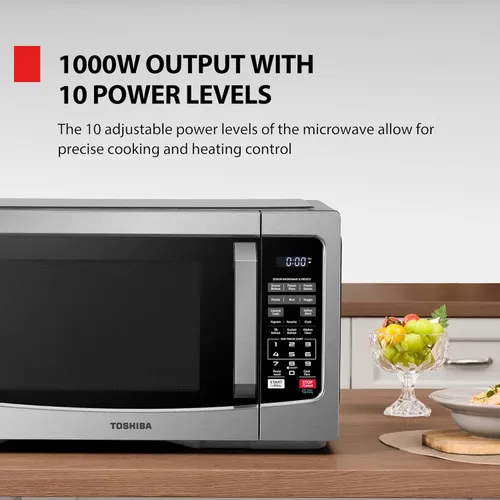 Vista 6 de TOSHIBA EM131A5C-SS Hornos microondas de sobremesa de 1.2 pies cúbicos con plato giratorio removible de 12.4" Sensor de humedad inteligente, 12