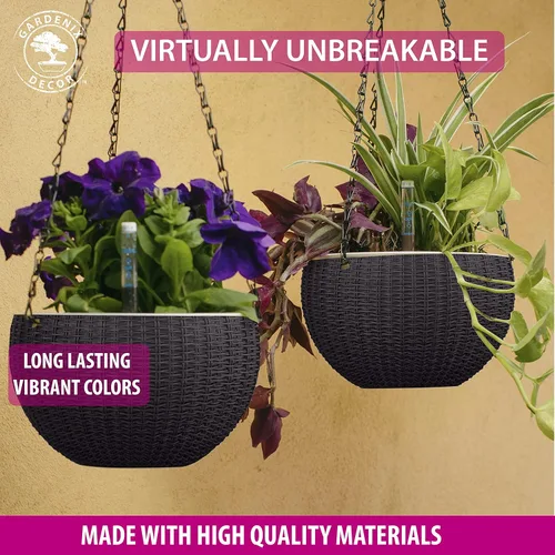 Vista 2 de Macetas colgantes de riego automático de 7.5 pulgadas para plantas de interior, maceta con indicador de nivel de agua para plantas, macetas