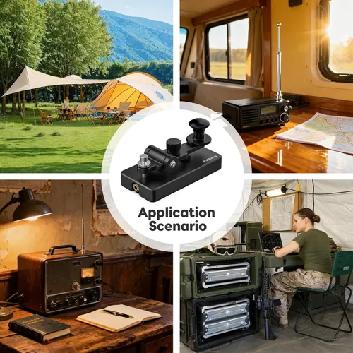 Vista 7 de Putikeeg Clásico Morse Mini Código Clave Morse Código Paleta Llave Aleación de Aluminio Mini-Key Morse CW Llave Portátil Morse Práctica Clave Negro