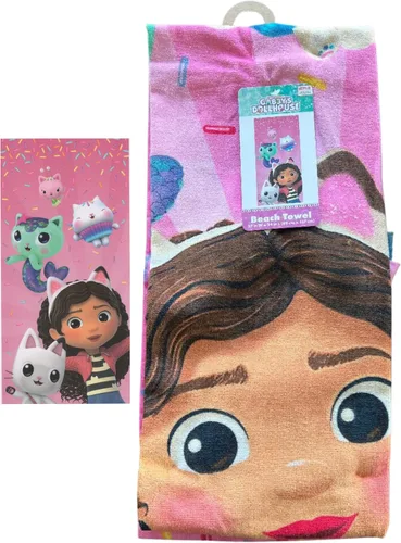 Vista 2 de DreamWorks Gabby's Dollhouse - Toalla de playa, color rosa, 27 x 54 pulgadas