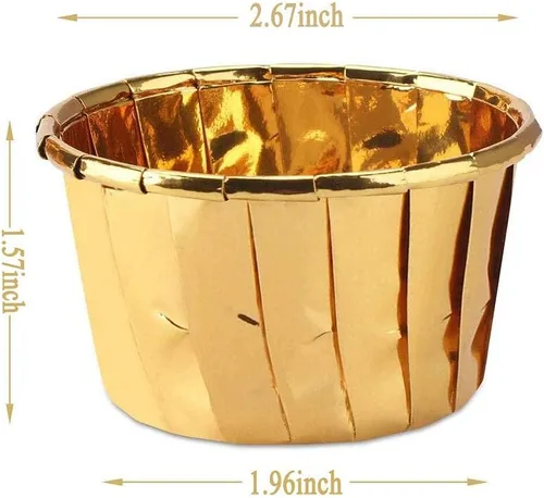 Vista 2 de Copas de papel de aluminio para cupcakes, 50 piezas desechables Ramekin MuffinBaking Tazas pequeñas tazas de aluminio para cupcakes Ramekin Holder