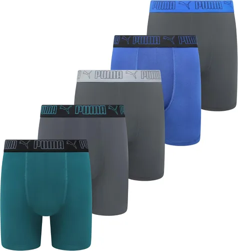 Vista 14 de PUMA Paquete de 5 calzoncillos tipo bóxer Performance para hombre Oliva/Negro/Azul/Gris