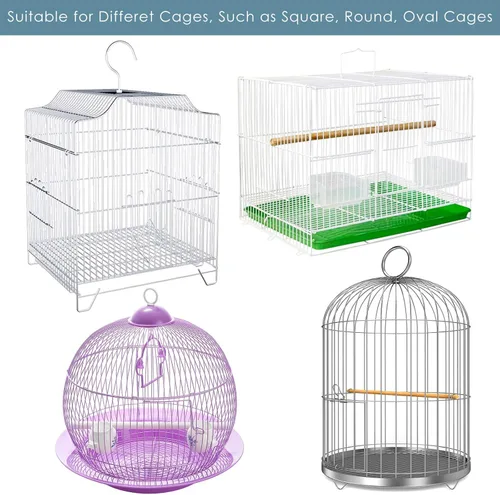 Vista 6 de Bissap Jaula para pájaros, red universal para jaula de pájaros, red de nailon ajustable, banda elástica, faldas de malla para jaula de loro, Negro