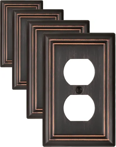 Vista 15 de Combinación de bronce envejecido 1 interruptor/1 placa de pared ciega, paquete de 1 cubiertas metálicas ciegas para interruptor de luz, 2